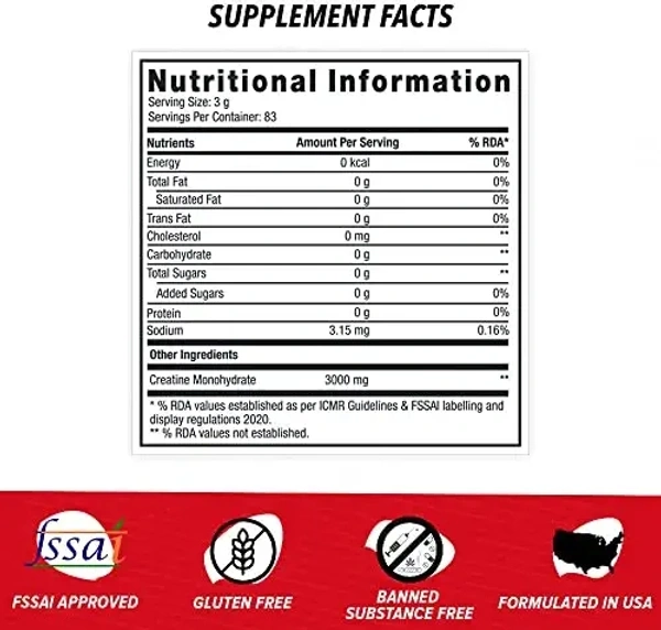 GNC Pro Performance Creatine Monohydrate | Boosts Athletic Performance | Micronized & Instantized | Fuels Muscles |Energy Support for Heavy Workout | Formulated In USA | Unflavoured powder| 250 gm - Unflavoured powder, 250 Gm
