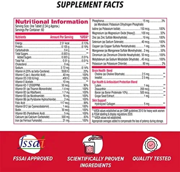 GNC Women's One Daily Multivitamin for Women | Enhances Immunity | Boosts Energy Levels | Supports Memory | Protects Vision | Formulated In USA | 32 Rich Ingredients with Vitamin C & More | 60 Tablets - 60 Tablet