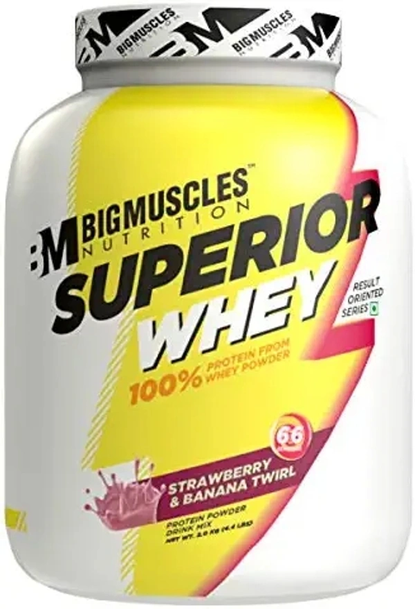 Big Muscle  Bigmuscles Nutrition Superior Whey Protein 4.4 Lbs (Strawberry & Banana Twirl) - Strawberry & Banana Twirl, 4.4 Lbs