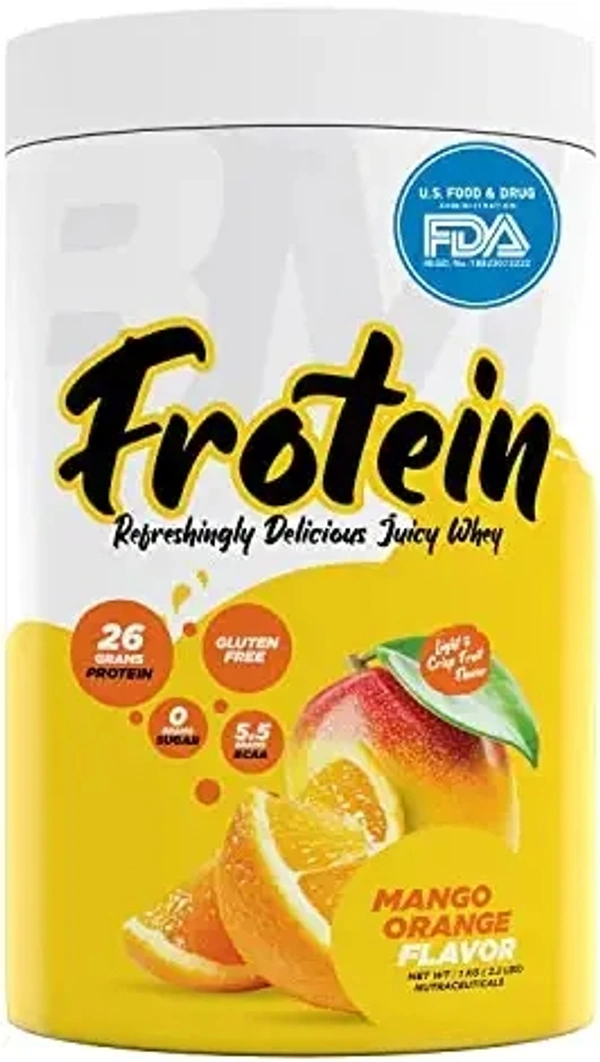 Big Muscle  BIG MUSCLES FROTEIN JUICY WHEY l 26GM PROTEIN, 0GM SUGAR, 5.5GM BCAA l 1KG (2.2LBS) (MANGO ORANGE) - MANGO ORANGE, 1KG