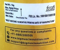 Big Muscle  BIG MUSCLES FROTEIN JUICY WHEY l 26GM PROTEIN, 0GM SUGAR, 5.5GM BCAA l 1KG (2.2LBS) (MANGO ORANGE) - MANGO ORANGE, 1KG