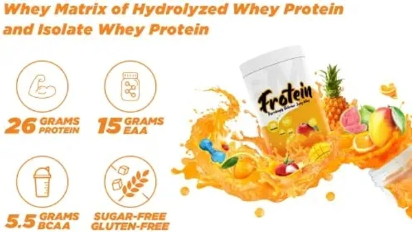 Big Muscle  BIG MUSCLES FROTEIN JUICY WHEY l 26GM PROTEIN, 0GM SUGAR, 5.5GM BCAA l 1KG (2.2LBS) (MANGO ORANGE) - MANGO ORANGE, 1KG