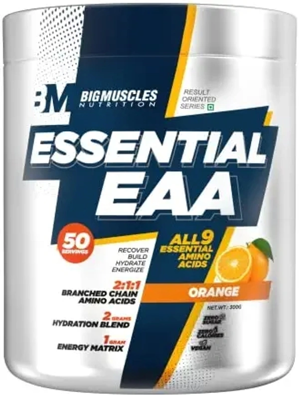 Big Muscle  Bigmuscles Nutrition Essential EAA [50 Servings, Orange] | Full Spectrum EAAs-BCAA, Hydration Blend, Energy Matrix, Keto Friendly, All 9 Essential Amino Acids#1 Best Seller in Kapikachhu Mucuna - Orange, 100 Gm