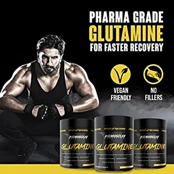 Big Muscle  Bigmuscles Nutrition Glutamine [ 30 Servings, Mango Madness] | 5000 mg | Muscle Growth & Recovery Intense Exercise | Helps Repair Muscles | Clinically Proven for Men & Women | Safe for Regular Consumption - MANGO MADNESS, 100 Gm