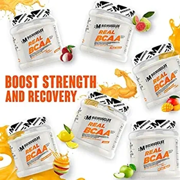 Big Muscle  Bigmuscles Nutrition Real BCAA [50 Servings, Lemony] -100% Micronized Vegan, Muscle Recovery & Endurance BCAA Powder, 5 Grams of Amino Acids, Keto Friendly, Caffeine Free, Pack of 1#1 Best Seller in BCAAs - LEMONY, 250 Gm