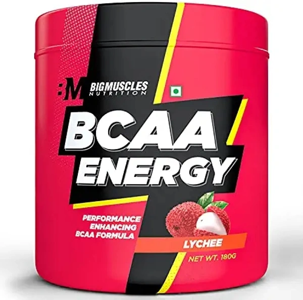 Big Muscle  Bigmuscles Nutrition BCAA Energy, Pack of 30 Serving, Lychee, Advanced Intra Workout with Micronized Vegan BCAA & Taurine, Electrolyte and Rehydration Optimizer, Muscle Recovery, 180 gm Powder - Mango, 100 Gm