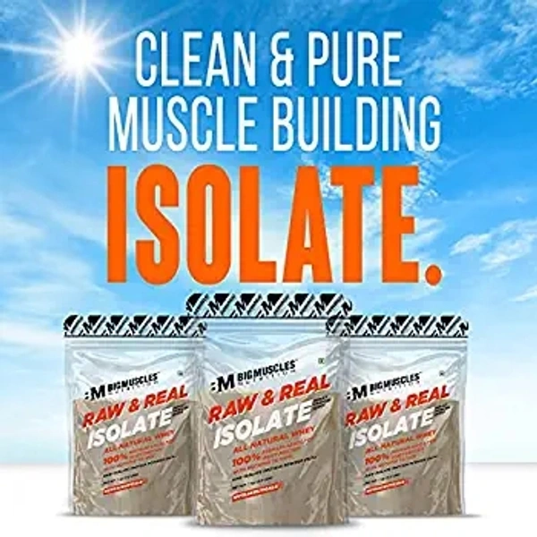 Big Muscle  Bigmuscles Nutrition Raw & Real Isolate Organic Whey Protein Powder [Pack of 1Kg] | Natural 90% Isolate Whey Protein | Additives Free | Unflavored | 27g Protein With 5.5g BCAA & 4g Glutamine - Unflavored, 1 Kg