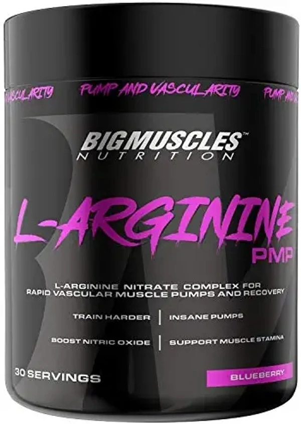 Big Muscle  Bigmuscles Nutrition L-Arginine PMP Powder for Adults[30 Serving, Blueberry] 3000 mg | Muscle Building Amino Acid | Build Strength & Endurance|Reduce Fatigue |Enhance Energy Levels | Preworkout, 90 gm - Blueberry, 90 Gm