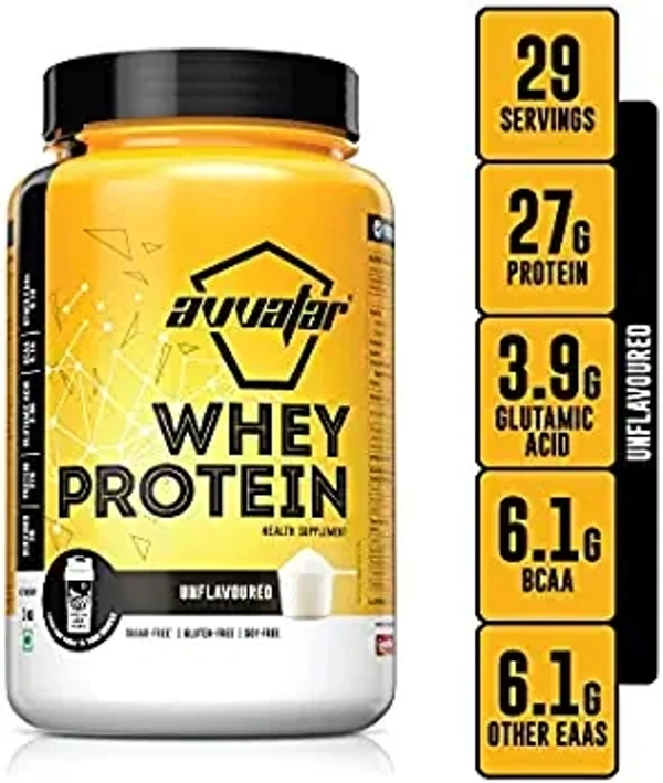 AVVATAR WHEY PROTEIN |1Kg | Belgian Chocolate Flavour | Made with 100% Fresh Cow's Milk | Premium Blend Of Whey Protein Concentrate And Isolate - Chocolate, 1 Kg