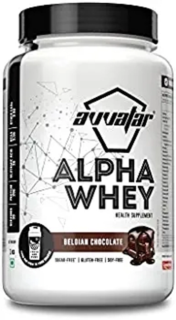 Avvatar AVVATAR Alpha Whey | 1 KG | Belgian Chocolate Flavour | Made With 100% Fresh Cow's Milk - Choco Latte, 1 Kg