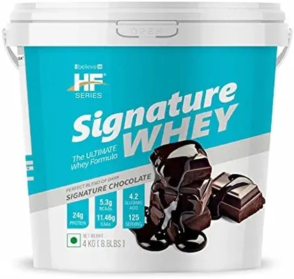 Healthfarm- HF Healthfarm HF Series Signature Whey Protein Powder|Whey Isolate Protein Primary|With added EAA and Glutamine|125 SERVINGS|Build Lean and Bigger Muscles|4Kg (SIGNATURE CHOCOLATE) - SIGNATURE CHOCOLATE, 4 Kg