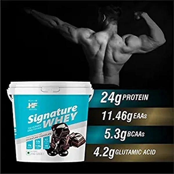 Healthfarm- HF Healthfarm HF Series Signature Whey Protein Powder|Whey Isolate Protein Primary|With added EAA and Glutamine|125 SERVINGS|Build Lean and Bigger Muscles|4Kg (SIGNATURE CHOCOLATE) - SIGNATURE CHOCOLATE, 4 Kg