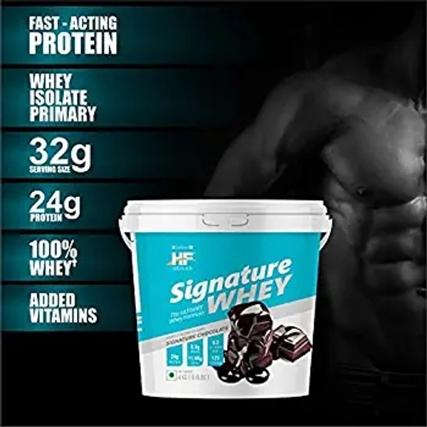 Healthfarm- HF Healthfarm HF Series Signature Whey Protein Powder|Whey Isolate Protein Primary|With added EAA and Glutamine|125 SERVINGS|Build Lean and Bigger Muscles|4Kg (SIGNATURE CHOCOLATE) - SIGNATURE CHOCOLATE, 4 Kg