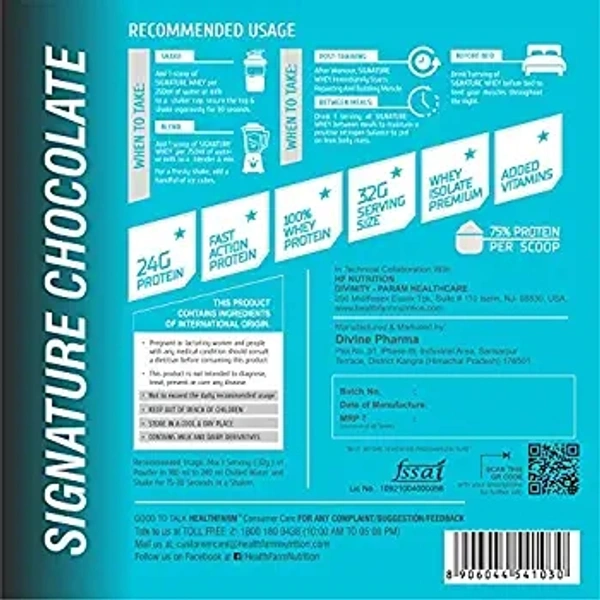 Healthfarm- HF Healthfarm HF Series Signature Whey Protein Powder|Whey Isolate Protein Primary|With added EAA and Glutamine|125 SERVINGS|Build Lean and Bigger Muscles|4Kg (SIGNATURE CHOCOLATE) - SIGNATURE CHOCOLATE, 4 Kg