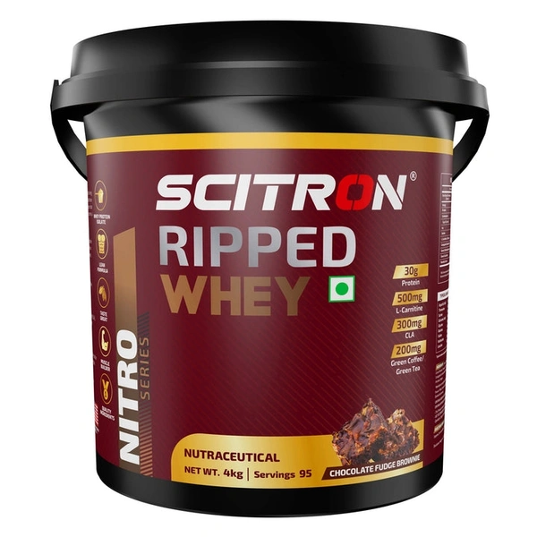 Scitron Ripped Whey Protein (Weight Loss + Post Workout Recovery) - Chocolate Fudge Brownie, 4kg