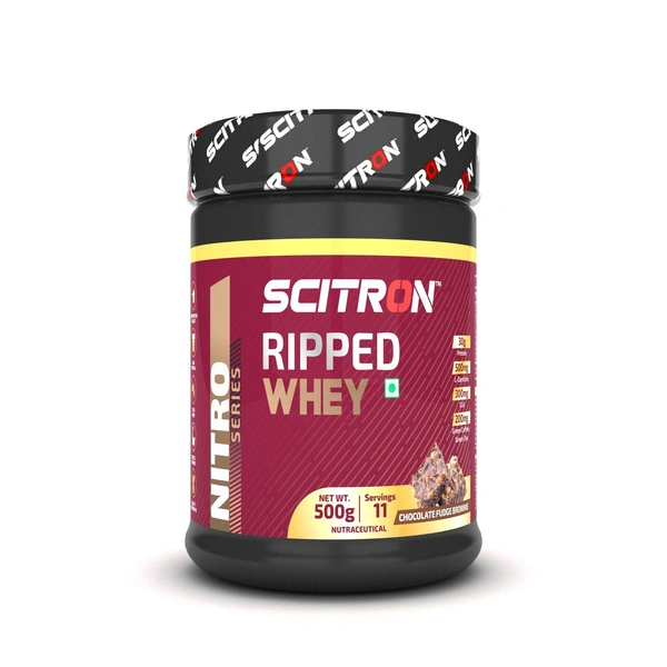 Scitron Ripped Whey Protein (Weight Loss + Post Workout Recovery) - Chocolate Fudge Brownie, 500g