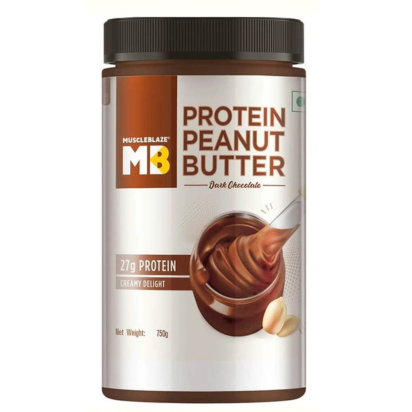 Muscleblaze  MuscleBlaze High Protein Peanut Butter, 0.750 kg, Dark Chocolate Creamy - 0.750 kg, Dark Chocolate Creamy