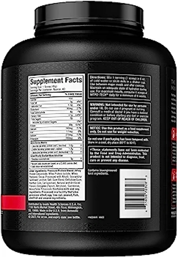 MuscleTech Whey Protein Powder Chocolate Flavour, 1.81 kg With Whey Isolates & Peptides Performance Series Nitro Tech - Chocolate, 1.81Kg