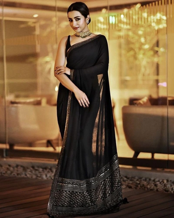 Black Georgette Party Wear Saree