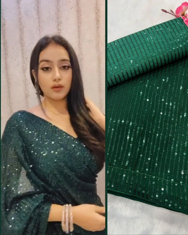 Green Georgette Party Wear Saree