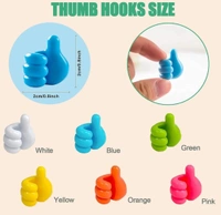 Thumb Wall Hook  - Small, white, black, green, yellow, blue, orange, pink