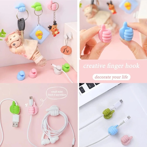 Thumb Wall Hook  - Small, white, black, green, yellow, blue, orange, pink