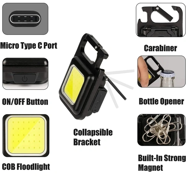 Multifunction Keychain LED Light  - Black