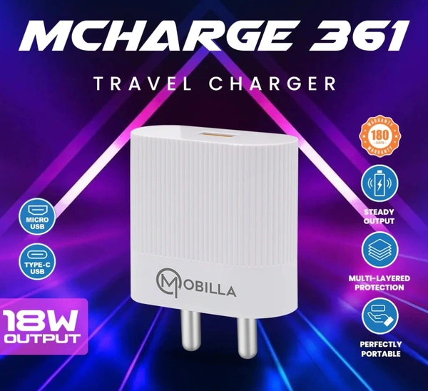 Mobilla MCHARGE 361M 18W Micro USB Charger  - White