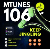 Mobilla MTUNES 106 Earphone  - Lemon Yellow / Blink Blue / Sky Blue / Jungle Green / Dark Purple