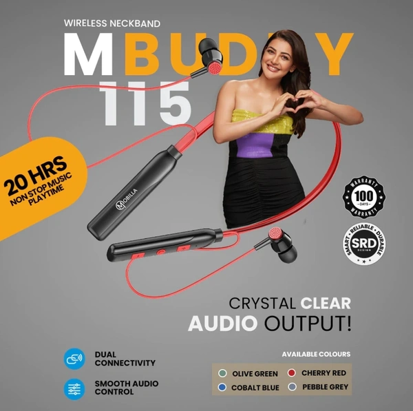 Mobilla MBUDDY 115 Neckband  - Gray/Blue/Red/Green