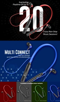 Mobilla MBUDDY 115 Neckband  - Gray/Blue/Red/Green