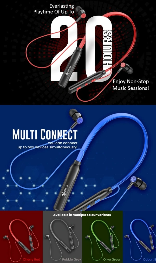 Mobilla MBUDDY 115 Neckband  - Gray/Blue/Red/Green