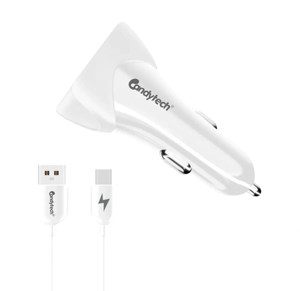 Candytech CC-15 Type-C Car Charger  - Black/White