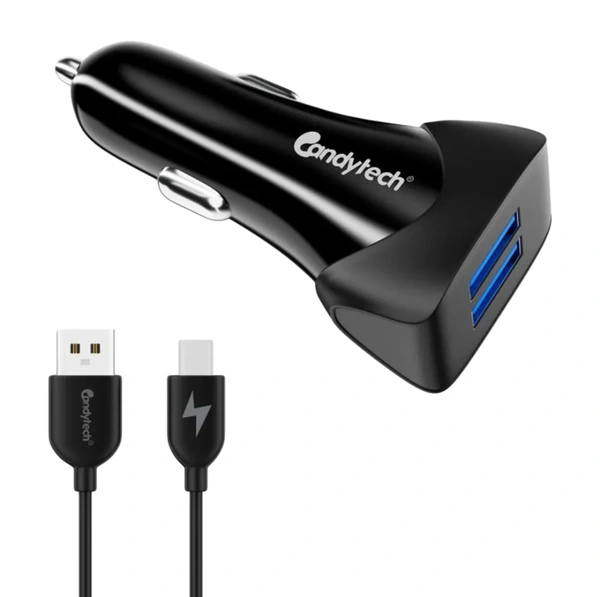 Candytech CC-15 Type-C Car Charger  - Black/White