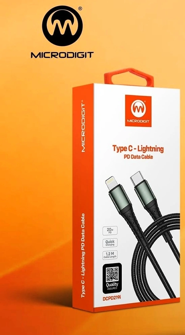 Microdigit DCPD219i Type-C to Lightning Cable - Black