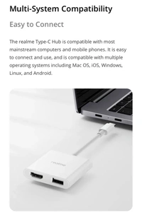 Realme USB 3.2 Gen 1 HDMI 1.4 Type-C Hub - White