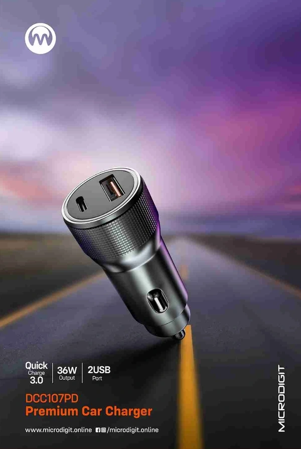 Microdigit DCC107PD 42.5W PD Car Charger  - Black