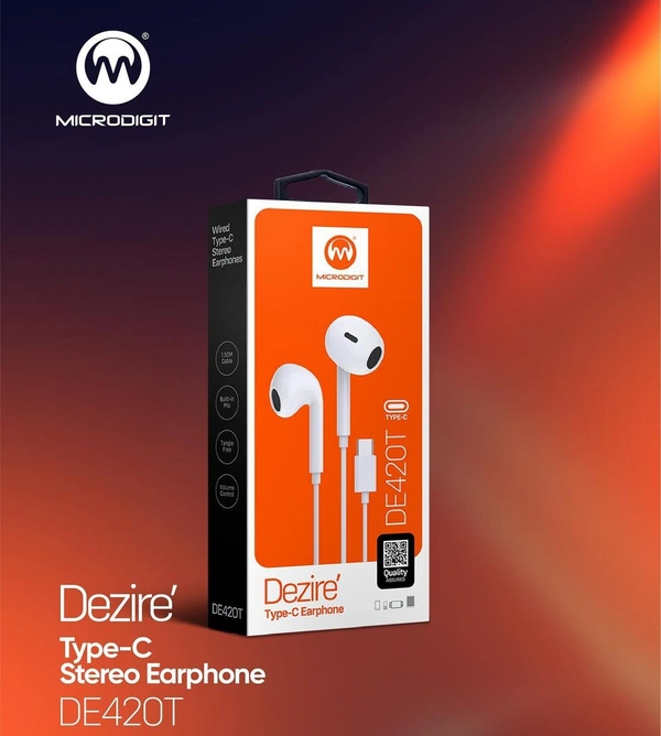 Microdigit Dezire DE420T Type-C Stereo Earphone  - White