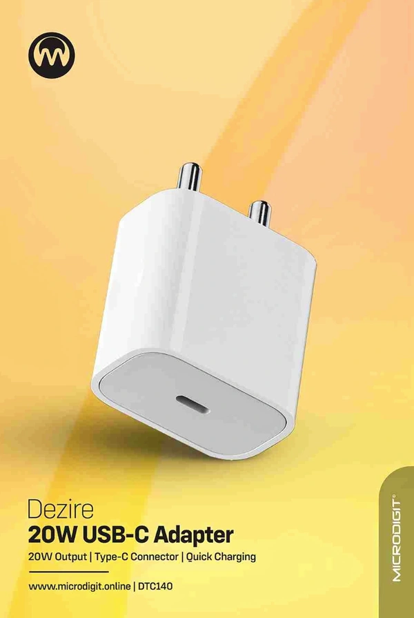 Microdigit DTC140 20w Type-C Adapter  - White