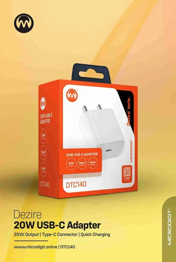Microdigit DTC140 20w Type-C Adapter  - White