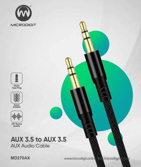 Microdigit MD270AX Aux Cable  - Black