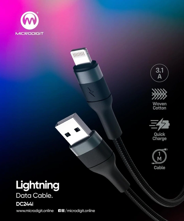 Microdigit DC244i Lightning Cable  - Black