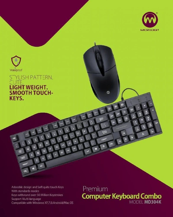 Microdigit MD304K Wired Keyboard & Mouse Combo - Black