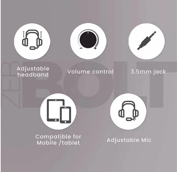 Zebronics ZEB BOLT Wired Headphone - Gray