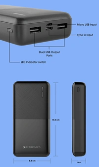 Zebronics ZEB MB20000 R3 20000 mAh Power Bank  - Black
