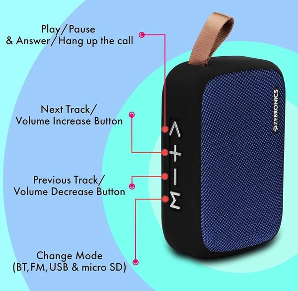 Zebronics ZEB DELIGHT Wireless Speaker  - Dark Blue