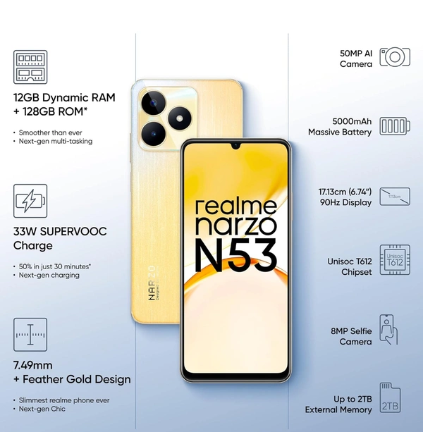 Realme Narzo N53 - 4/64gb  - Feather Black/Feather Gold