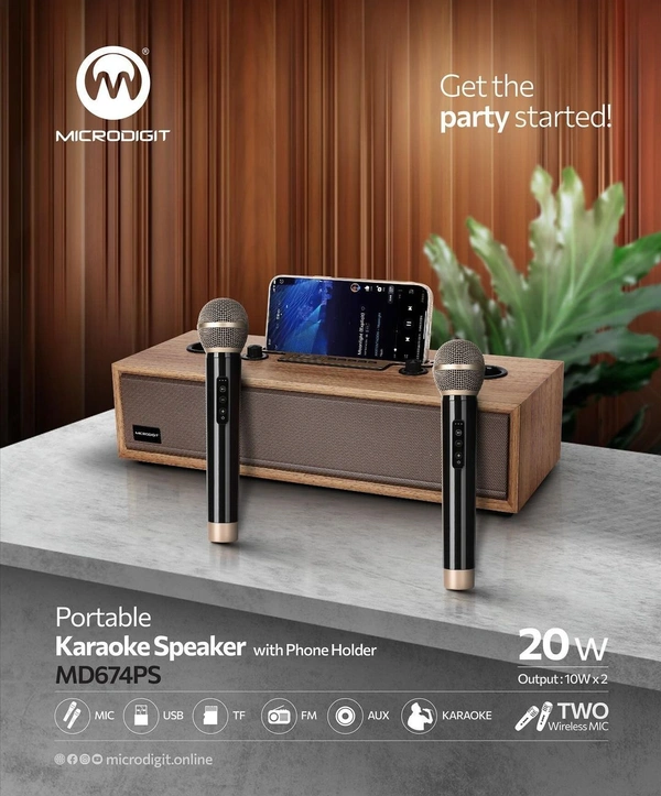 Microdigit MD674PS Portable Karaoke Wireless Speaker 