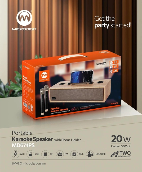 Microdigit MD674PS Portable Karaoke Wireless Speaker 