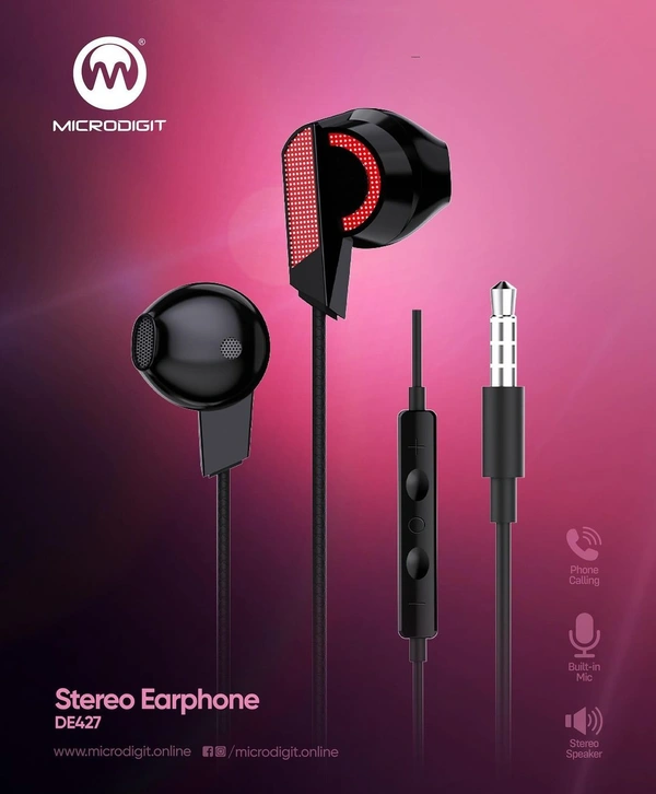 Microdigit DE427 Stereo Earphone  - Black
